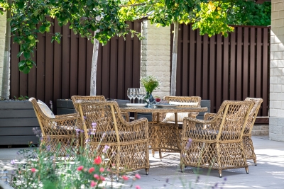 "Эспрессо–150 L" обеденная группа плетеная, цвет соломенный "Эспрессо–150 L" обеденная группа плетеная, цвет соломенный