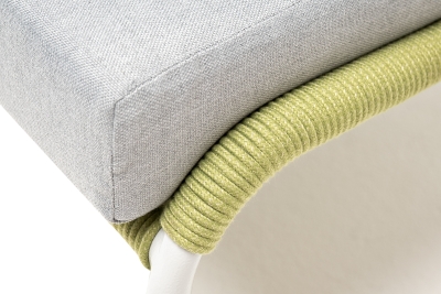 "Милан" кресло плетеное из роупа, каркас алюминий светло-серый (RAL7035) муар, роуп салатовый меланж круглый, ткань светло-серая "Милан" кресло плетеное из роупа, каркас алюминий светло-серый (RAL7035) муар, роуп салатовый меланж круглый, ткань светло-серая