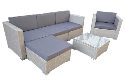 "Даллас" лаунж-зона из искусственного ротанга на 5 персон, цвет серый