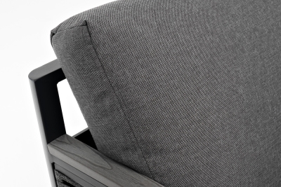 "Сан Ремо" диван 2-местный плетеный из роупа, каркас алюминий темно-серый, роуп серый, ткань серая