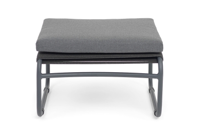 "Ането" пуф плетеный из роупа, каркас алюминий темно-серый (RAL7024) муар, роуп темно-серый круглый