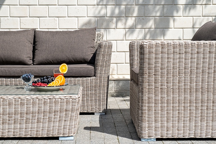 Капучино Сингл лаунж-зона из искусственного ротанга, цвет бежевый - фото 7