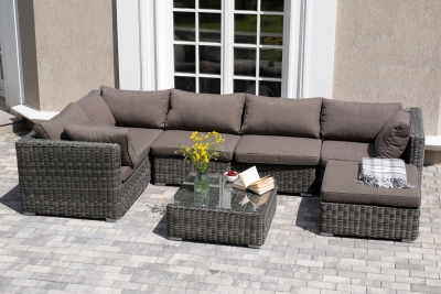 "Лунго" трансформирующаяся лаунж-зона из искусственного ротанга, цвет графит "Лунго" трансформирующаяся лаунж-зона из искусственного ротанга, цвет графит