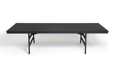 "Рио" стол из HPL 300х120см, цвет столешницы "черный мрамор", угол R3мм