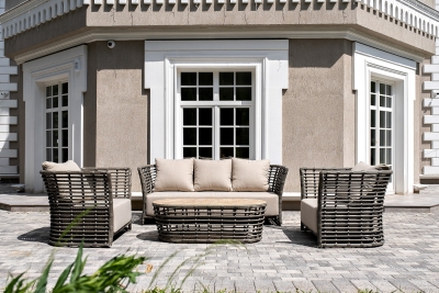 "Валенсия" лаунж-зона из искусственного ротанга, цвет серый