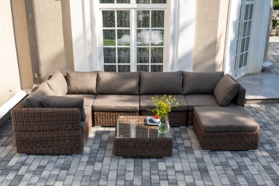 "Лунго" трансформирующаяся лаунж-зона из искусственного ротанга, цвет коричневый "Лунго" трансформирующаяся лаунж-зона из искусственного ротанга, цвет коричневый