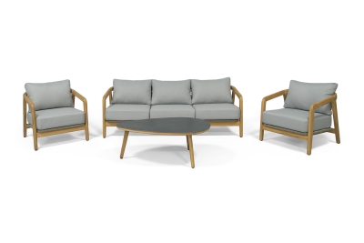 "Лейпциг" лаунж-зона из тика на 5 персон, цвет серый (К)