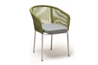 "Марсель" стул плетеный из роупа, каркас алюминий светло-серый (RAL7035) муар, роуп салатовый меланж круглый, ткань светло-серая "Марсель" стул плетеный из роупа, каркас алюминий светло-серый (RAL7035) муар, роуп салатовый меланж круглый, ткань светло-серая