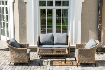 "Овьедо" лаунж-зона из искусственного ротанга на 4 персоны, цвет соломенный (К)