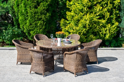 "Эспрессо–150 R" обеденная группа плетеная, цвет коричневый "Эспрессо–150 R" обеденная группа плетеная, цвет коричневый