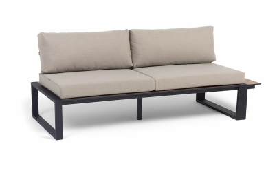 "Тулон" левый модуль, каркас алюминий, HPL "дуб", черный муар, ткань бежевая 15052