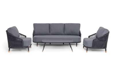 "Верона" лаунж-зона 5-местная плетеная из роупа (веревки), каркас алюминиевый темно-серый, роуп темно-серый