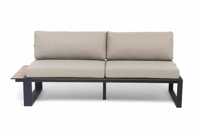 "Тулон" правый модуль, каркас алюминий, HPL "дуб", черный муар, ткань бежевая 15052