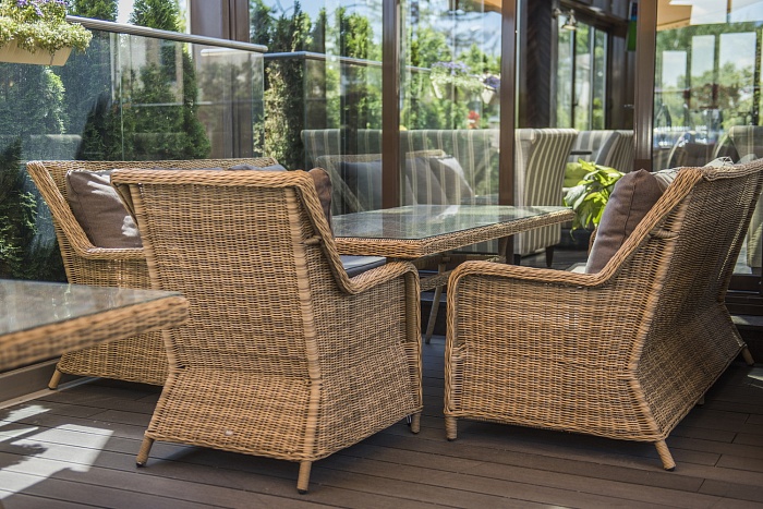 Гляссе кресло плетеное из искусственного ротанга, цвет соломенный - фото 5