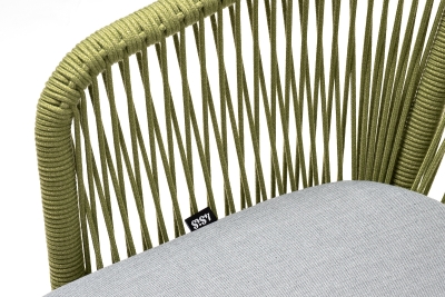 "Марсель" стул плетеный из роупа, каркас алюминий светло-серый (RAL7035) муар, роуп салатовый меланж круглый, ткань светло-серая "Марсель" стул плетеный из роупа, каркас алюминий светло-серый (RAL7035) муар, роуп салатовый меланж круглый, ткань светло-серая