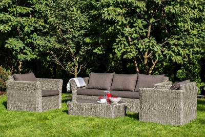 "Капучино" лаунж-зона из искусственного ротанга (гиацинт), цвет серый "Капучино" лаунж-зона из искусственного ротанга (гиацинт), цвет серый