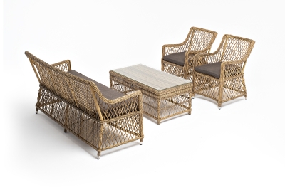"Асти" лаунж-зона из искусственного ротанга на 4 персоны, цвет соломенный "Асти" лаунж-зона из искусственного ротанга на 4 персоны, цвет соломенный