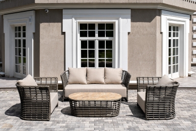 "Валенсия" лаунж-зона из искусственного ротанга, цвет серый