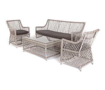 "Асти" лаунж-зона из искусственного ротанга на 4 персоны, цвет бежевый "Асти" лаунж-зона из искусственного ротанга на 4 персоны, цвет бежевый