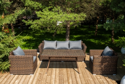 "Моккачино" обеденная группа из искусственного ротанга, цвет коричневый