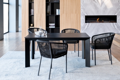 "Венето" обеденная группа на 4 персоны со стульями "Марсель", каркас темно-серый, роуп темно-серый "Венето" обеденная группа на 4 персоны со стульями "Марсель", каркас темно-серый, роуп темно-серый