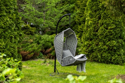 "Капри" подвесное кресло из искусственного ротанга, цвет серый