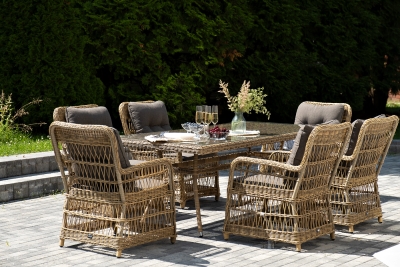 "Цесена" обеденная группа плетеная из искусственного ротанга, цвет соломенный "Цесена" обеденная группа плетеная из искусственного ротанга, цвет соломенный