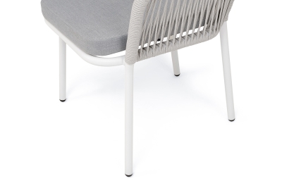 "Марсель" стул плетеный из роупа, каркас алюминий белый муар, роуп светло-серый меланж круглый tex, ткань светло-серая "Марсель" стул плетеный из роупа, каркас алюминий белый муар, роуп светло-серый меланж круглый tex, ткань светло-серая