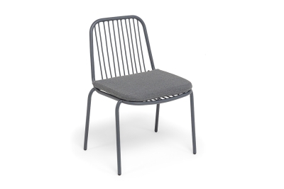 "Кастелло" стул плетеный из роупа, каркас из стали темно-серый (RAL7024) муар, ткань темно-серая 027