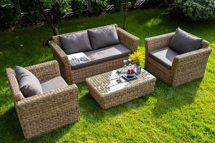 Капучино кресло из искусственного ротанга (гиацинт), цвет соломенный - фото 11