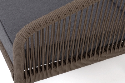"Канны" диван 3-местный плетеный из роупа, каркас алюминий коричневый (RAL8016) муар, роуп коричневый круглый, ткань темно-серая 027 "Канны" диван 3-местный плетеный из роупа, каркас алюминий коричневый (RAL8016) муар, роуп коричневый круглый, ткань темно-серая 027