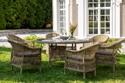 "Эспрессо–150 S" обеденная группа плетеная, цвет соломенный "Эспрессо–150 S" обеденная группа плетеная, цвет соломенный