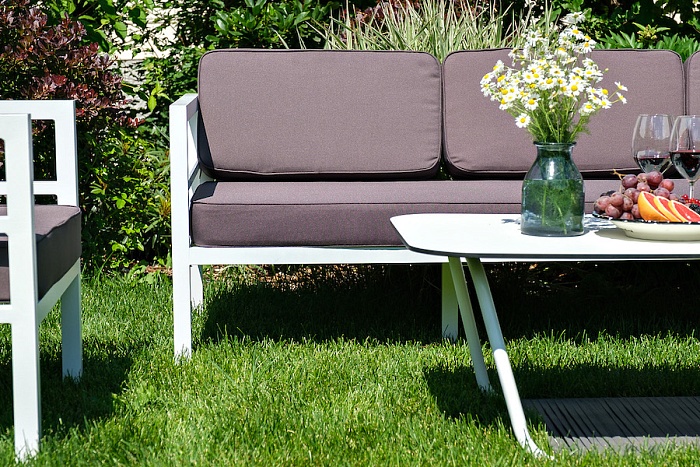 Эстелья диван 3-местный, каркас алюминий белый муар, ткань темно-серая 027 - фото 9