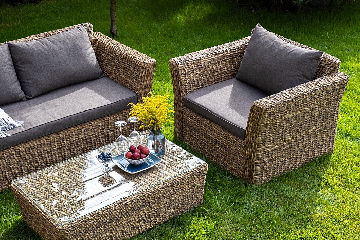 Капучино кресло из искусственного ротанга (гиацинт), цвет соломенный - фото 13