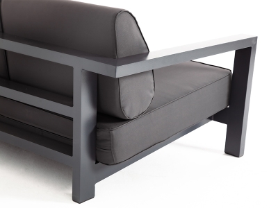 "Гранада" диван 3-местный, каркас алюминий темно-серый (RAL7024) шагрень, ткань темно-серая 027 "Гранада" диван 3-местный, каркас алюминий темно-серый (RAL7024) шагрень, ткань темно-серая 027