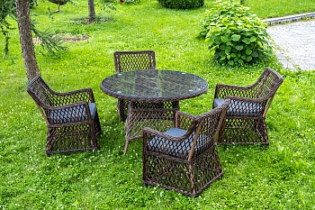 "Доппио" обеденная группа плетеная, цвет коричневый