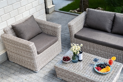 "Капучино Сингл" лаунж-зона из искусственного ротанга, цвет бежевый "Капучино Сингл" лаунж-зона из искусственного ротанга, цвет бежевый