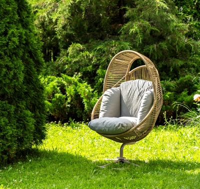 "Барселона" кресло-кокон из искусственного ротанга, цвет соломенный