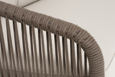 "Канны" правый модуль плетеный из роупа, каркас алюминий коричневый (RAL8016) муар, роуп коричневый круглый, ткань бежевая 035 "Канны" правый модуль плетеный из роупа, каркас алюминий коричневый (RAL8016) муар, роуп коричневый круглый, ткань бежевая 035