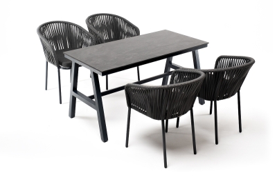"Рио" обеденная группа на 4 персоны, стол HPL "серый гранит", цвет серый "Рио" обеденная группа на 4 персоны, стол HPL "серый гранит", цвет серый