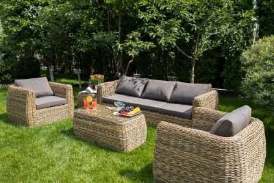 "Кальяри" лаунж-зона из искусственного ротанга (гиацинт), цвет соломенный