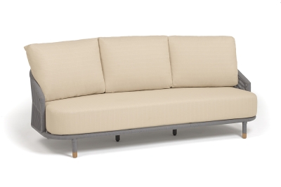 "Верона" диван 3-местный плетеный из роупа, каркас алюминий светло-серый (RAL7035) муар, роуп светло-серый круглый, ткань Mossle светло-бежевая