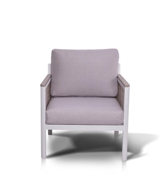 "Сан Ремо" кресло плетеное из роупа садовое, каркас алюминий белый, роуп бежевый, ткань бежевая "Сан Ремо" кресло плетеное из роупа садовое, каркас алюминий белый, роуп бежевый, ткань бежевая