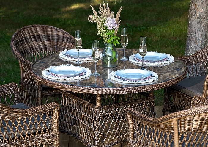 Дольче обеденная группа из искусственного ротанга, цвет коричневый - фото 5