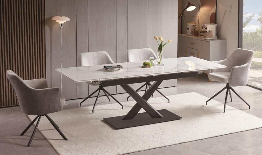 Юпитер стол интерьерный раздвижной обеденный из керамики, цвет белый глянцевый - фото 10