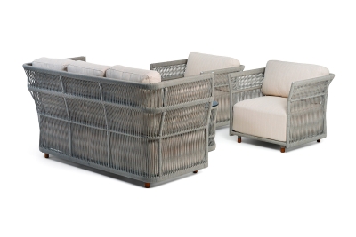 "Лугано" лаунж-зона 5-местная плетеная из роупа (веревки), каркас алюминиевый светло-серый, роуп серый меланж