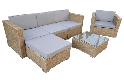 "Даллас" лаунж-зона из искусственного ротанга на 5 персон, цвет соломенный (К)