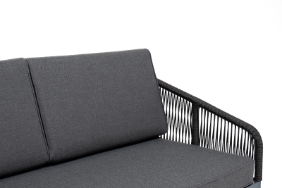 "Канны" левый модуль плетеный из роупа, каркас алюминий темно-серый (RAL7024) муар, роуп темно-серый круглый, ткань темно-серая 027 "Канны" левый модуль плетеный из роупа, каркас алюминий темно-серый (RAL7024) муар, роуп темно-серый круглый, ткань темно-серая 027