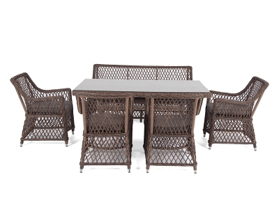 "Катания" обеденная группа плетеная на 6 персон, цвет коричневый "Катания" обеденная группа плетеная на 6 персон, цвет коричневый