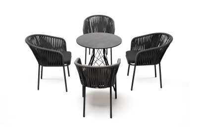 "Конте" обеденная группа на 4 персоны, круглый стол, цвет "серый гранит"